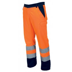 PANTALON CHARTER ORANGE FLUO/MARINE T:M